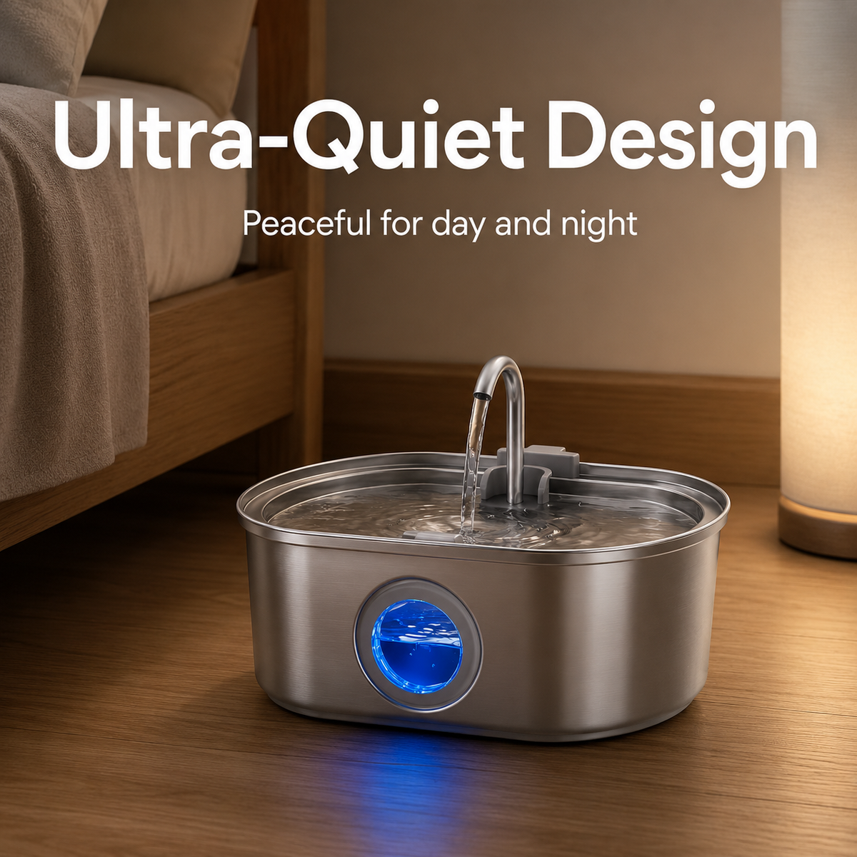Kittyease UV-Sterilizing Cat Water Fountain — 3.2L Stainless Steel