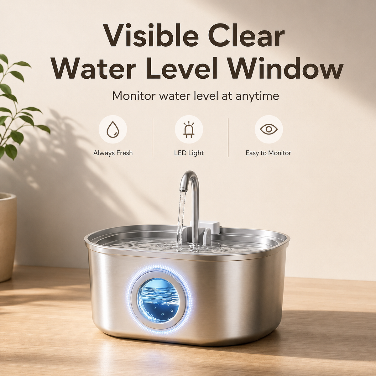 Kittyease UV-Sterilizing Cat Water Fountain — 3.2L Stainless Steel